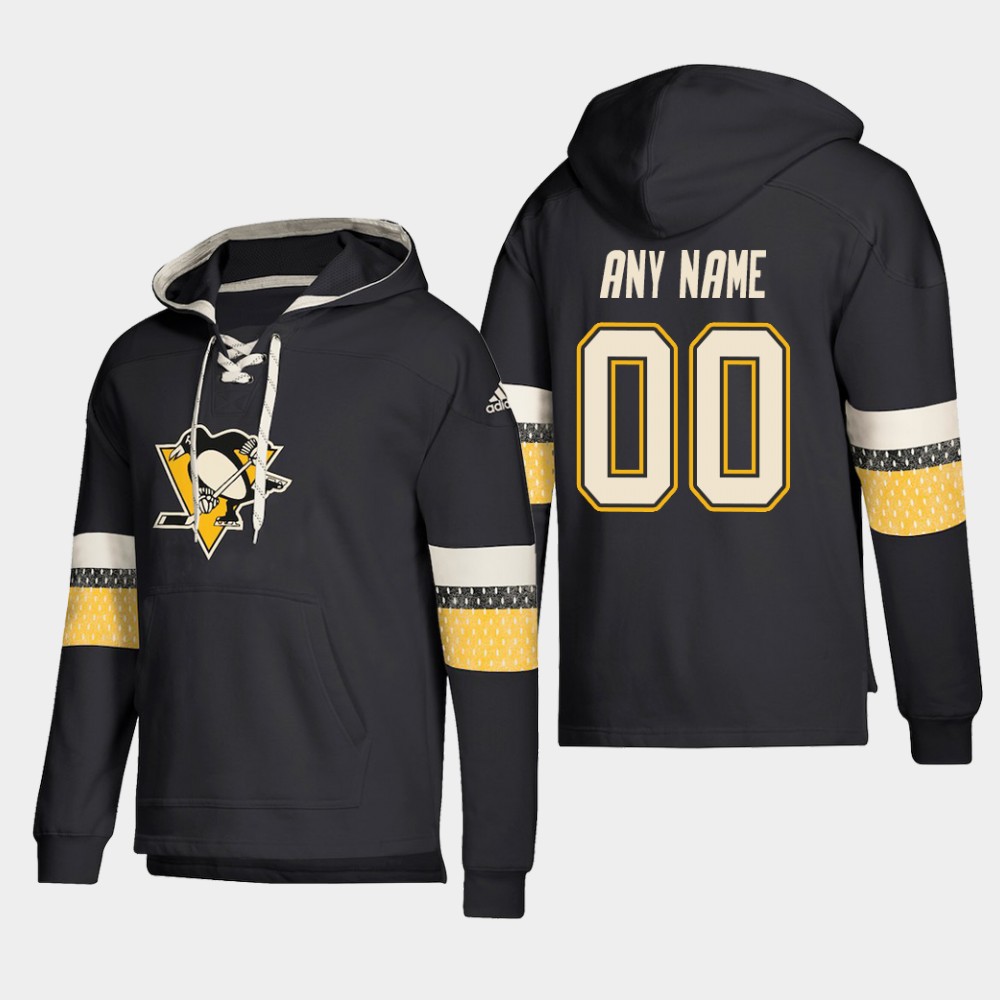 Men NHL Pittsburgh Penguins Custom Pullover Hoodie Black jerseys
